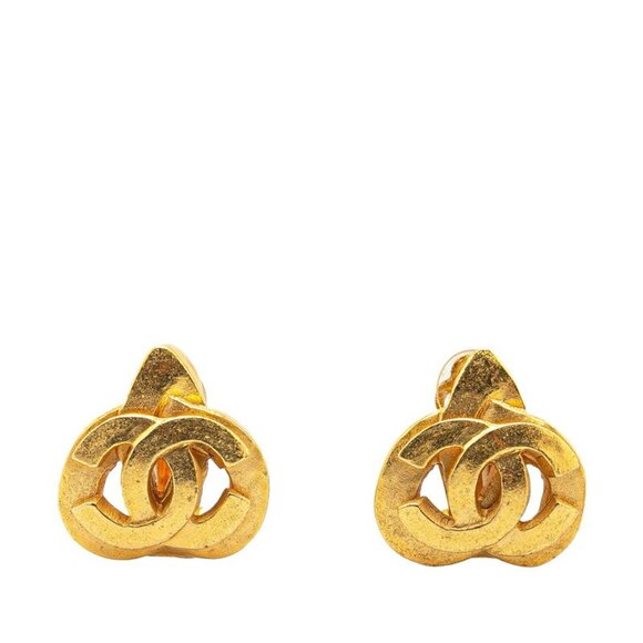 CHANEL Gold Logo Earrings - Picture 1 of 3